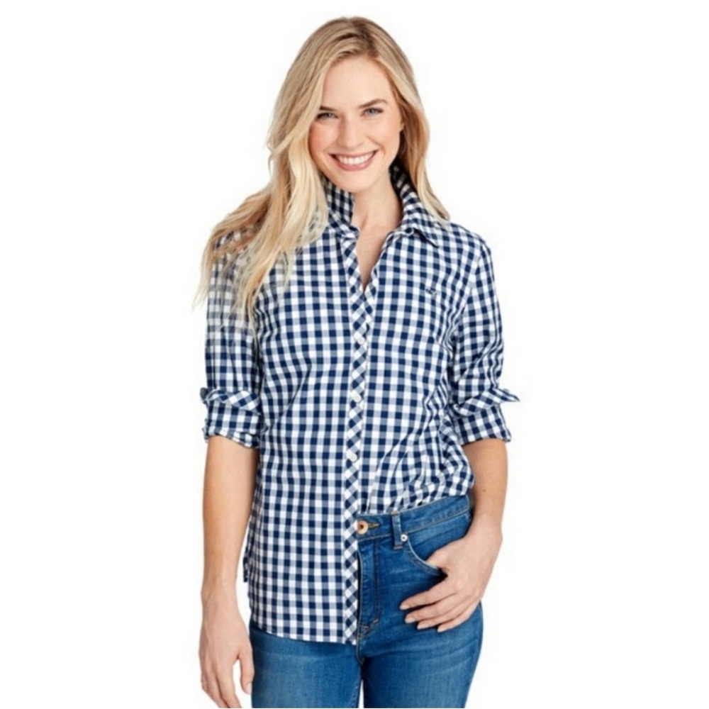 Vineyard Vines Navy and White Checkered Shirt
